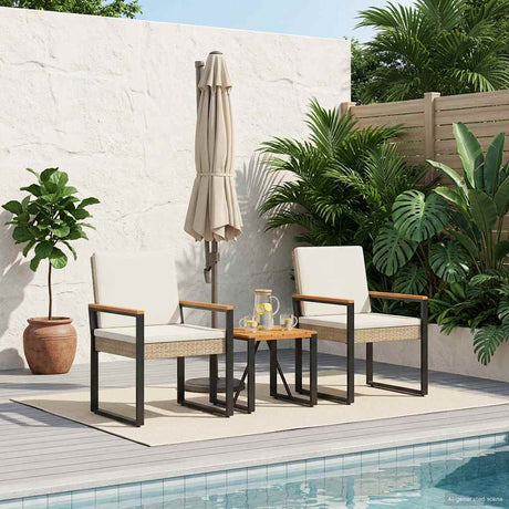Vidaxl buitenmeubelset 3 st beige en crème wit poly rattan
