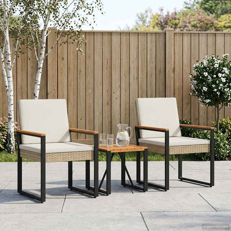 Vidaxl buitenmeubelset 3 st beige en crème wit poly rattan
