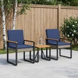Vidaxl buitenmeubelset 3 st grijs en marineblauw poly rattan
