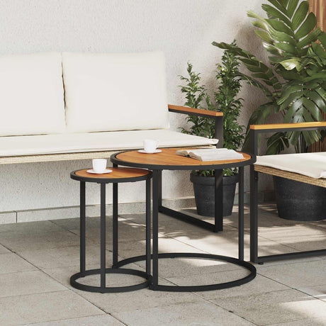 Vidaxl koffietafel set 2 st naturel en zwart 55 x 55 x 45 cm