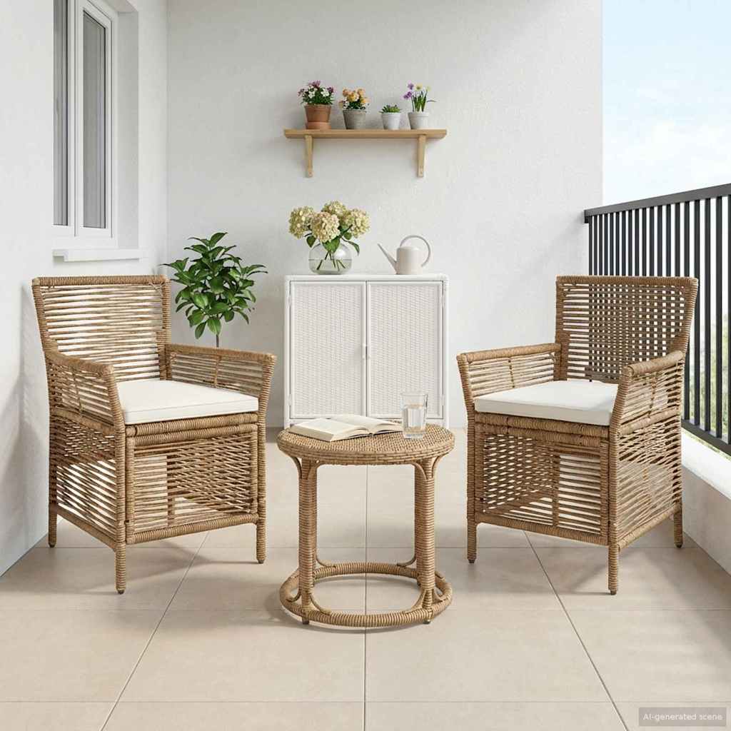 Vidaxl buitenstoel 2 st beige en crème poly rattan