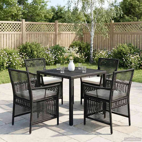 Vidaxl buitenstoel 4 st zwart en crème poly rattan