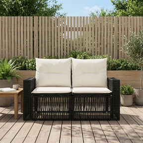 Vidaxl tuinbank 2-aantal zitplaatsen zwart poly rattan