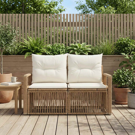Vidaxl tuinbank 2-aantal zitplaatsen beige poly rattan