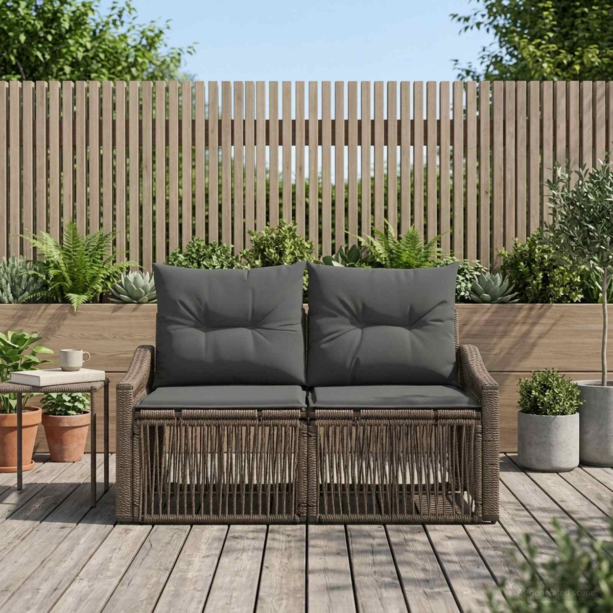 Vidaxl tuinbank 2-aantal zitplaatsen grijs poly rattan