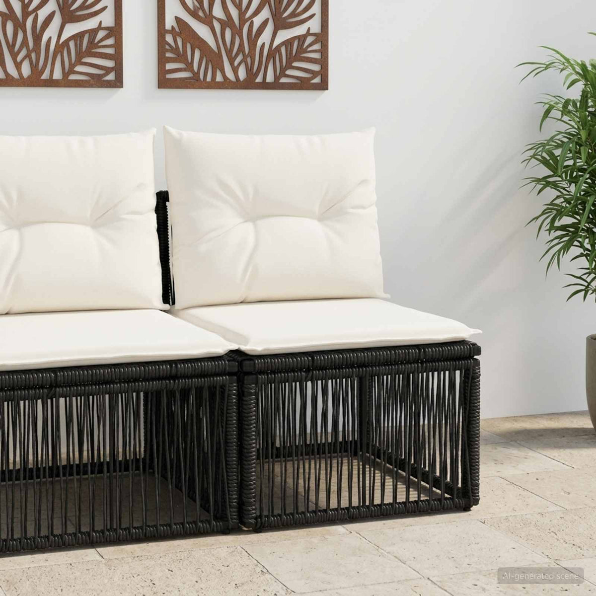 Vidaxl armloze sofa eenheid zwart poly rattan