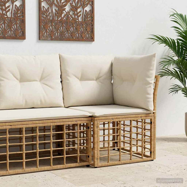 Vidaxl modulaire outdoor hoek sofa eenheid naturel poly rattan