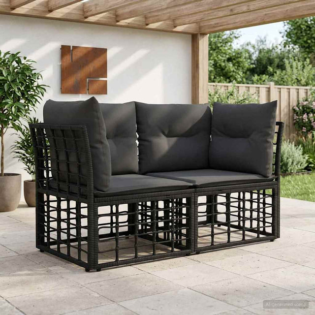 Vidaxl buiten loveseat 2 st 2-aantal zitplaatsen zwart en donkergrijs