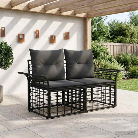 Vidaxl buiten loveseat 2 st 2-aantal zitplaatsen zwart en donkergrijs