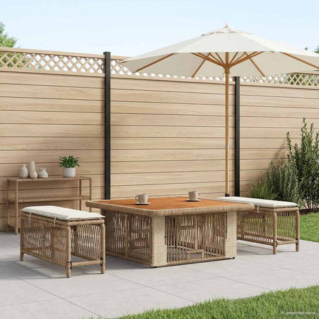 Vidaxl tuin eettafelset 3 st beige en crème poly rattan