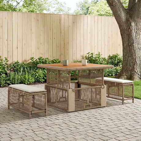 Vidaxl tuin eettafelset 3 st beige en crème poly rattan