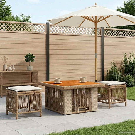 Vidaxl tuin eettafelset 3 st beige en crème poly rattan