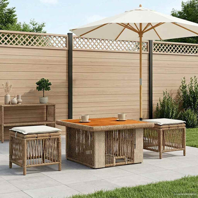 Vidaxl tuin eettafelset 3 st beige en crème poly rattan