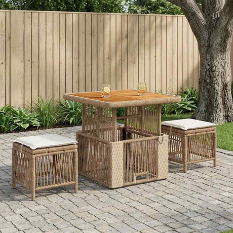 Vidaxl tuin eettafelset 3 st beige en crème poly rattan