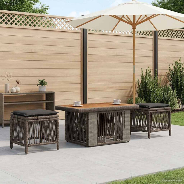 Vidaxl tuin eettafelset 3 st grijs en donkergrijs poly rattan