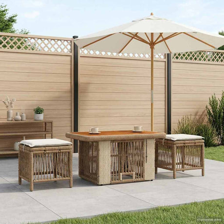 Vidaxl tuin eettafelset 3 st beige en crème poly rattan