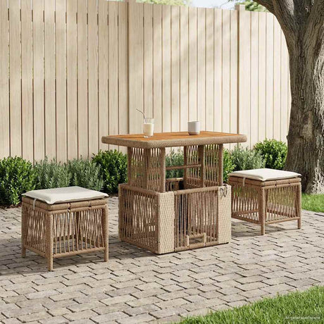 Vidaxl tuin eettafelset 3 st beige en crème poly rattan