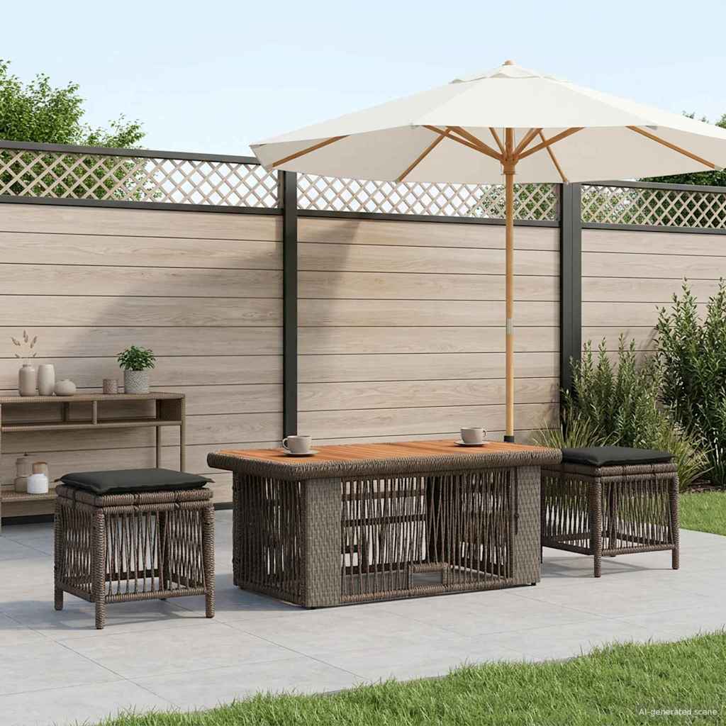 Vidaxl tuin eettafelset 4 st grijs en donkergrijs poly rattan