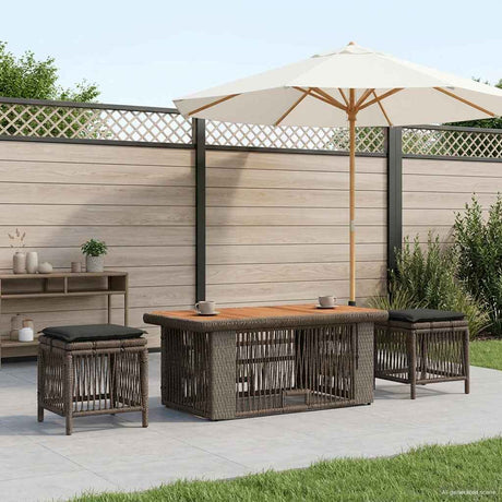 Vidaxl tuin eettafelset 4 st grijs en donkergrijs poly rattan