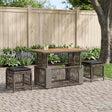 Vidaxl tuin eettafelset 4 st grijs en donkergrijs poly rattan