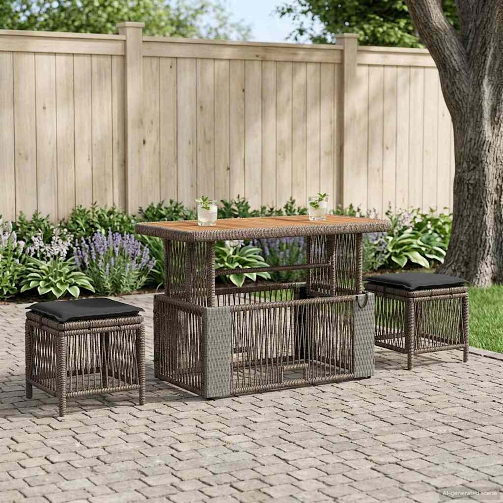 Vidaxl tuin eettafelset 4 st grijs en donkergrijs poly rattan