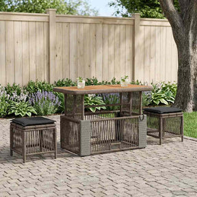Vidaxl tuin eettafelset 4 st grijs en donkergrijs poly rattan