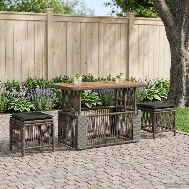 Vidaxl tuin eettafelset 4 st grijs en donkergrijs poly rattan