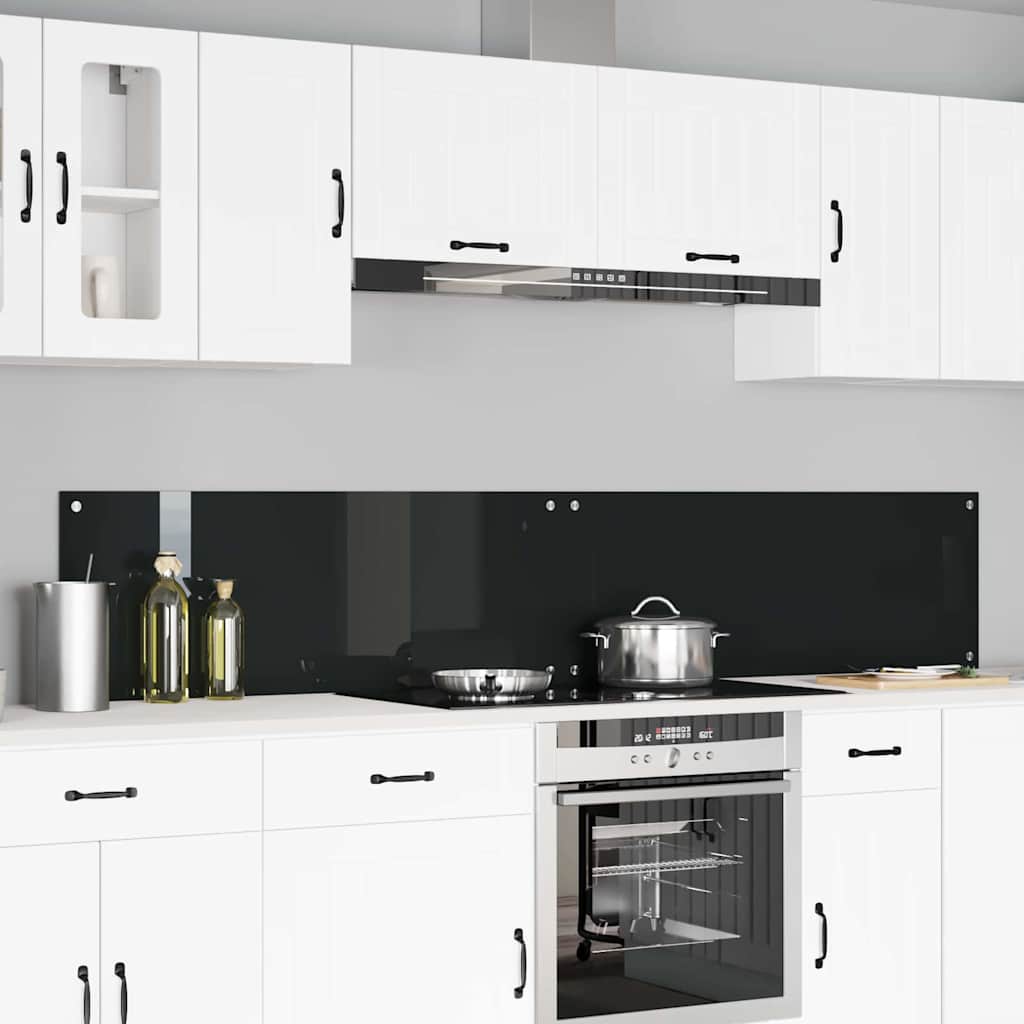 Vidaxl keukenachterwand 2 st zwart 110 x 40 cm gehard glas