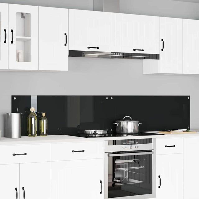 Vidaxl keukenachterwand 2 st zwart 110 x 40 cm gehard glas
