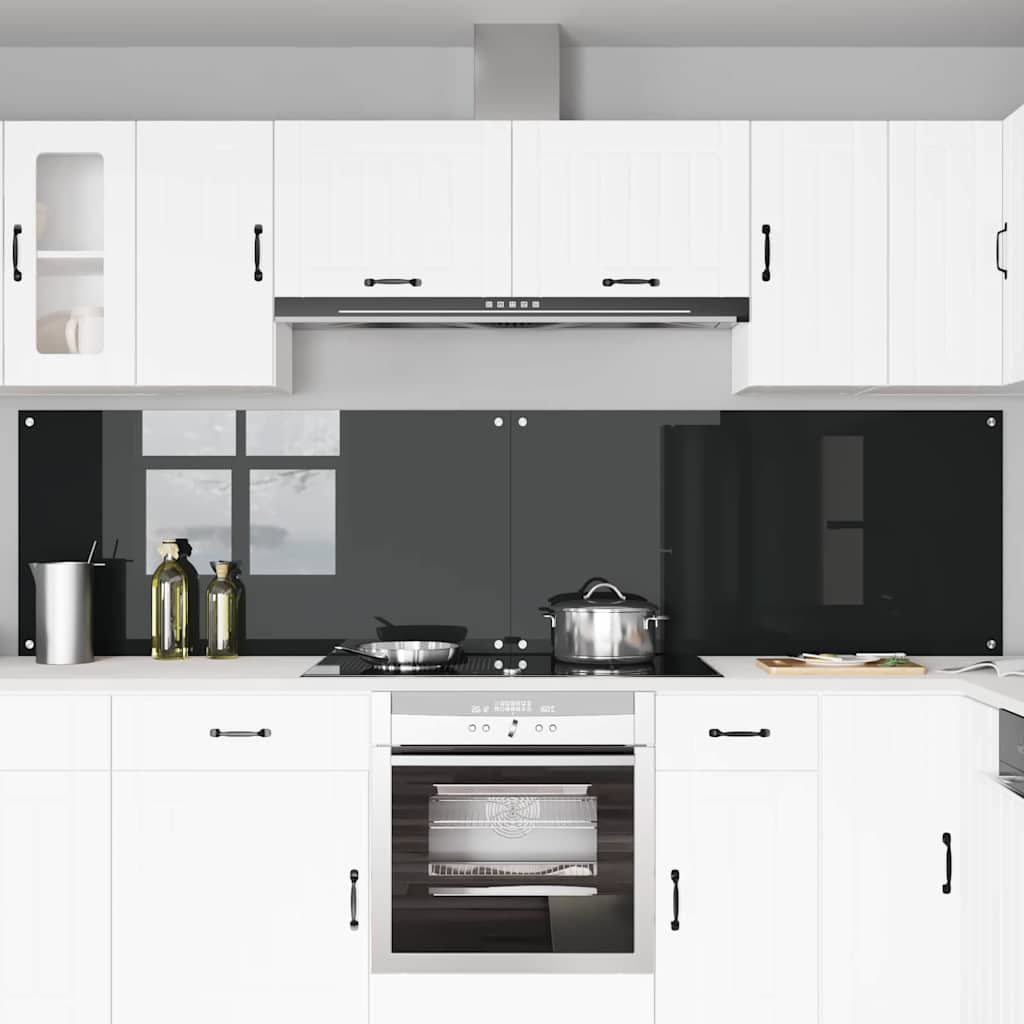 Vidaxl keukenachterwand 2 st zwart 120 x 60 cm gehard glas