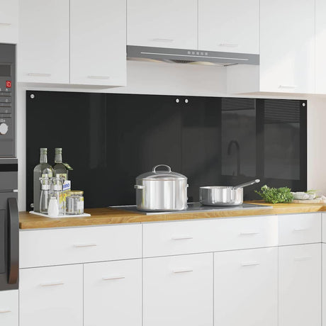 Vidaxl keukenachterwand 2 st zwart 90 x 60 cm gehard glas
