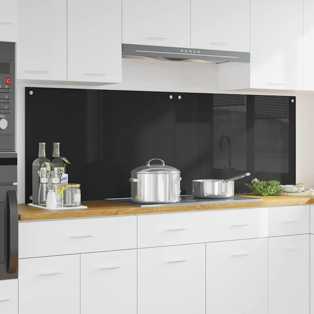 Vidaxl keukenachterwand 2 st zwart 90 x 60 cm gehard glas