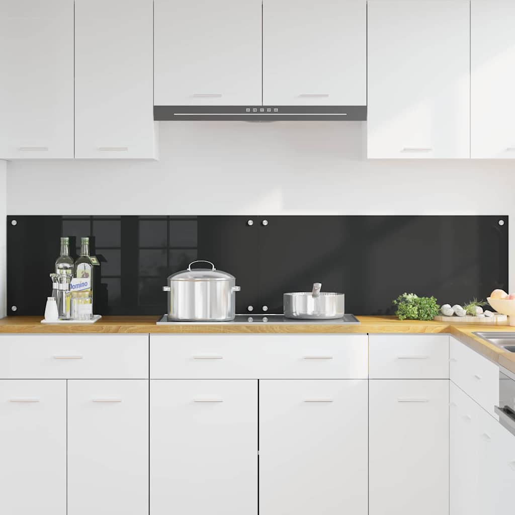Vidaxl keukenachterwand 2 st zwart 100 x 40 cm gehard glas