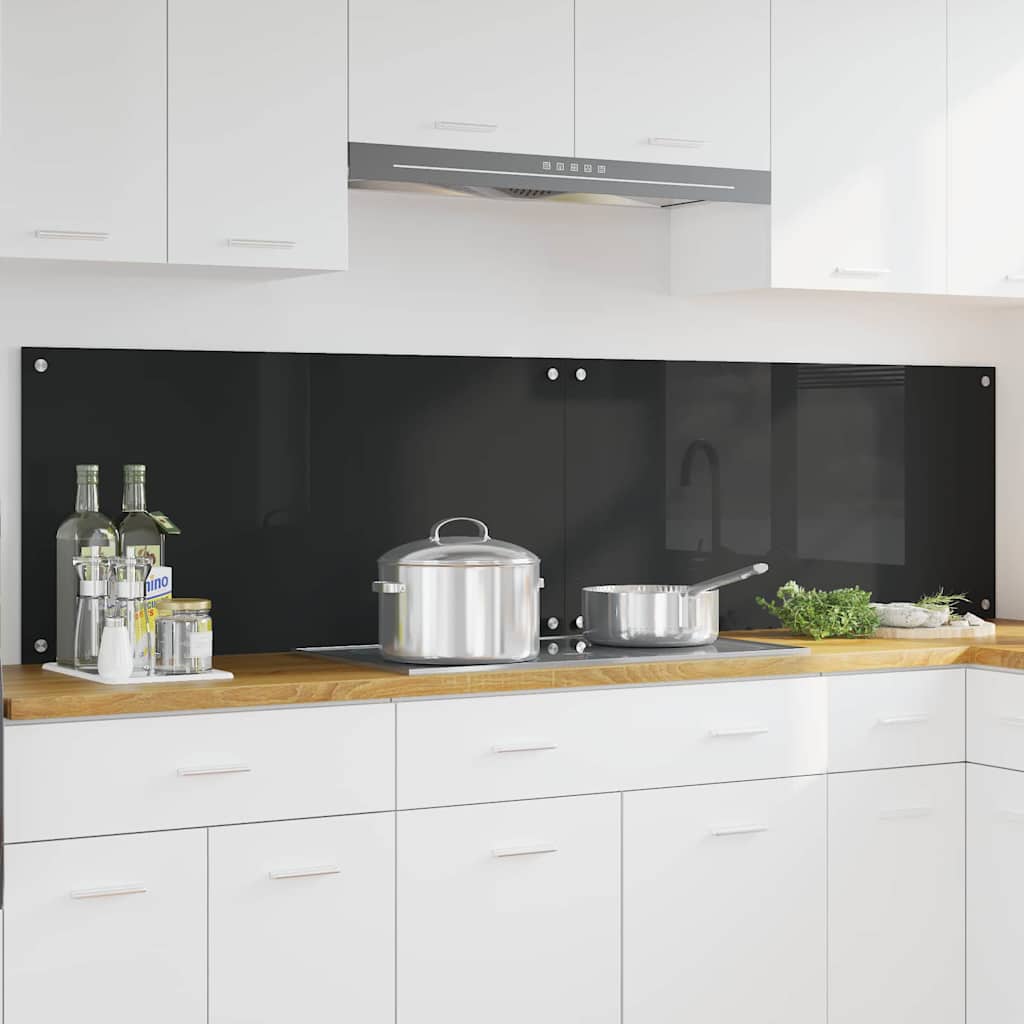 Vidaxl keukenachterwand 2 st zwart 100 x 50 cm gehard glas