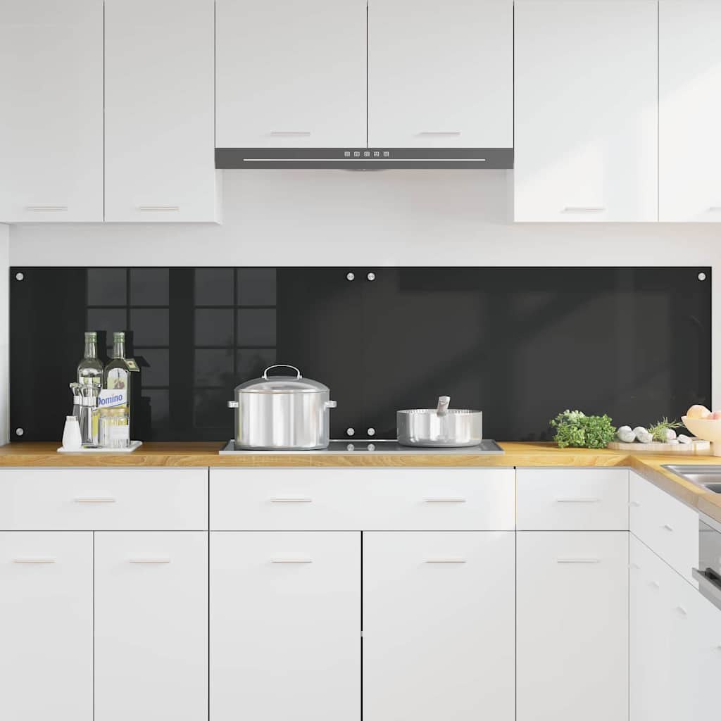 Vidaxl keukenachterwand 2 st zwart 100 x 50 cm gehard glas