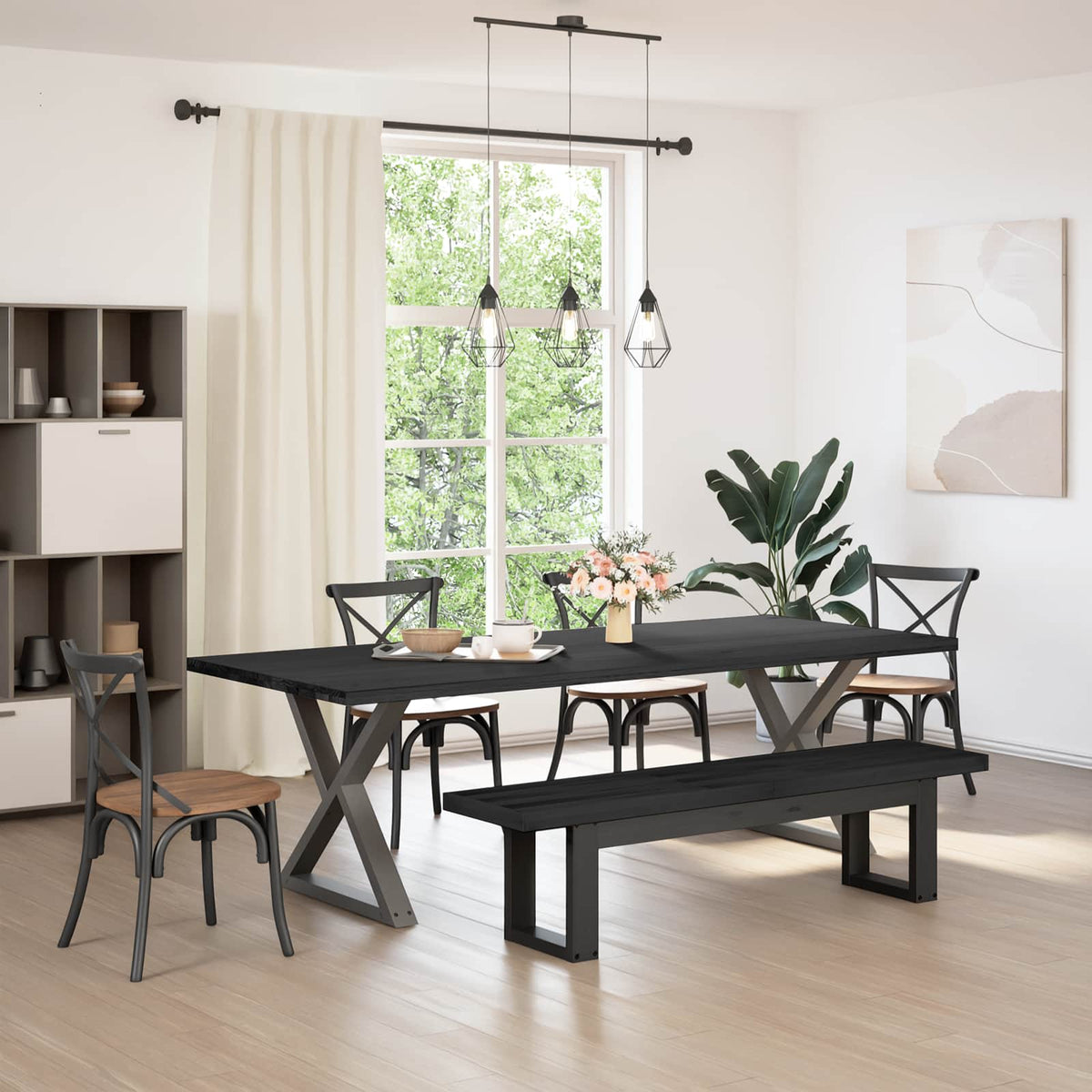 Vidaxl eetbank noain 180 x 41 x 45 cm massief grenenhout zwart