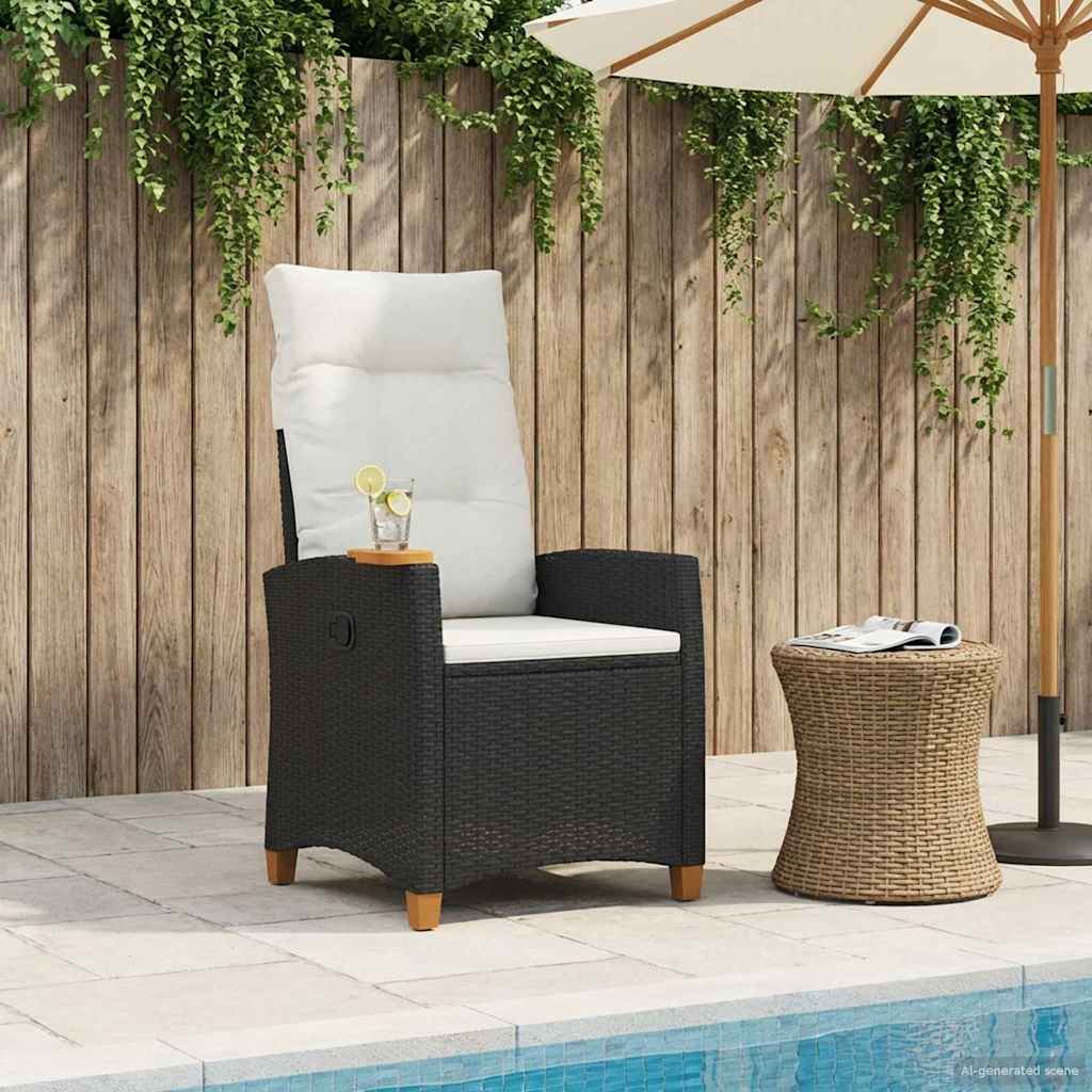 Vidaxl verstelbare stoel met theeplaat poly rattan