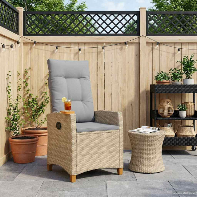 Vidaxl verstelbare stoel met theeplaat poly rattan