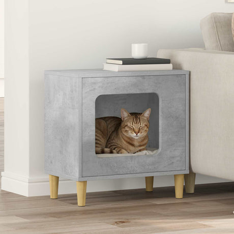 Vidaxl kattenhuis betongrijs 51 x 30 x 52 cm bewerkt hout