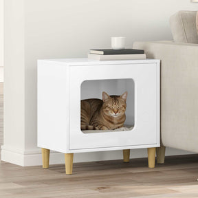 Vidaxl kattenhuis glanzend wit 51 x 30 x 52 cm bewerkt hout