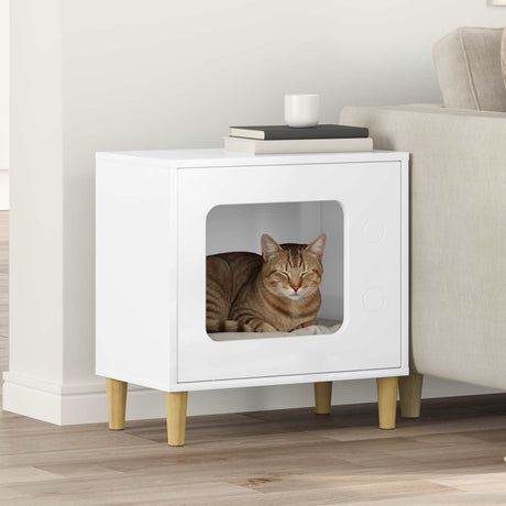 Vidaxl kattenhuis hoogglans wit 51 x 30 x 52 cm bewerkt hout