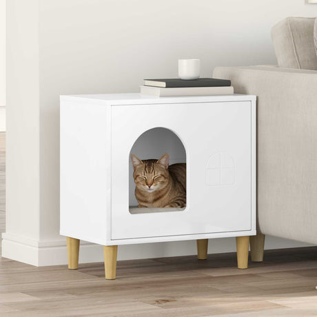 Vidaxl kattenhuis hoogglans wit 51 x 30 x 52 cm bewerkt hout