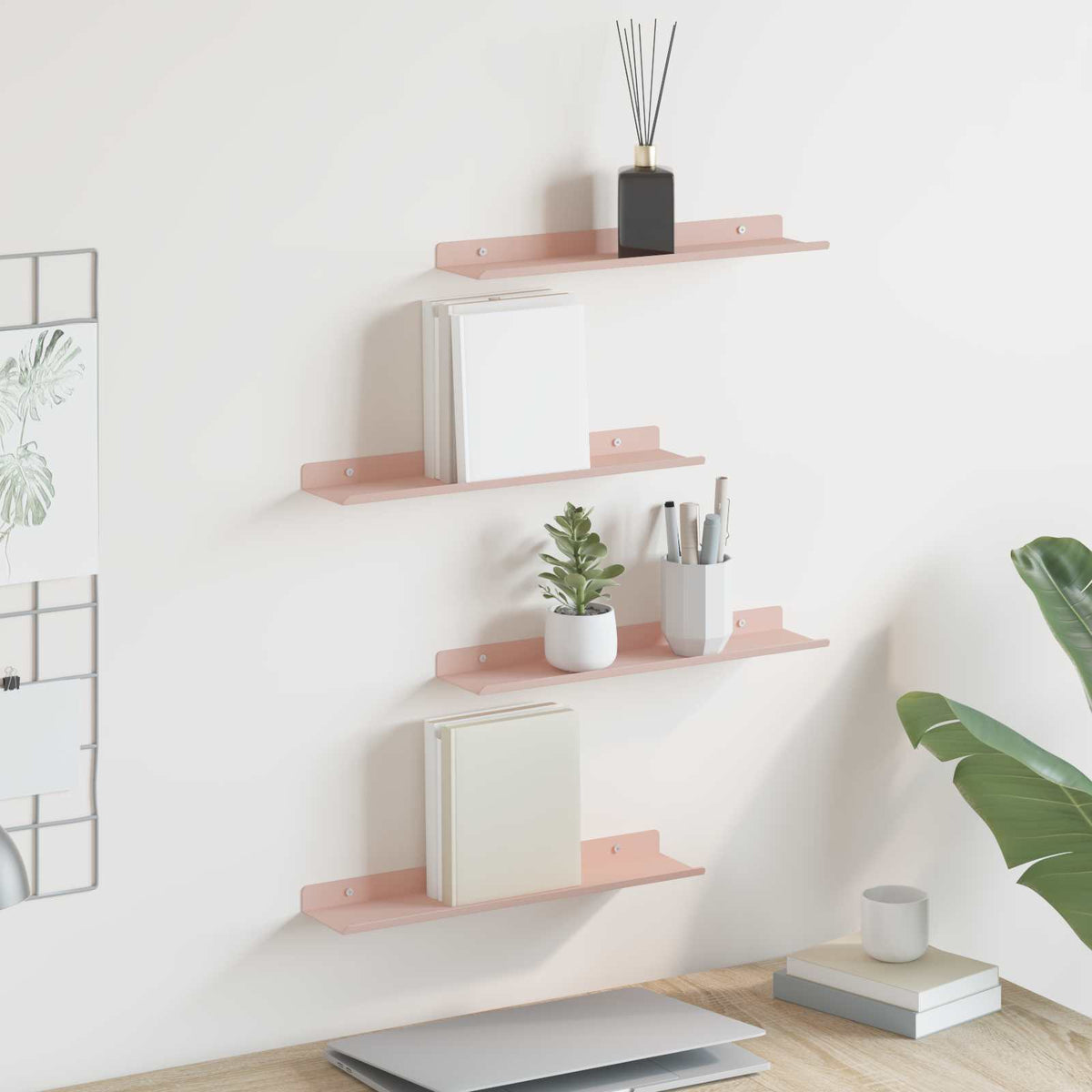 Vidaxl drijvende plank 4 st roze 40 x 8,5 x 2,5 cm staal