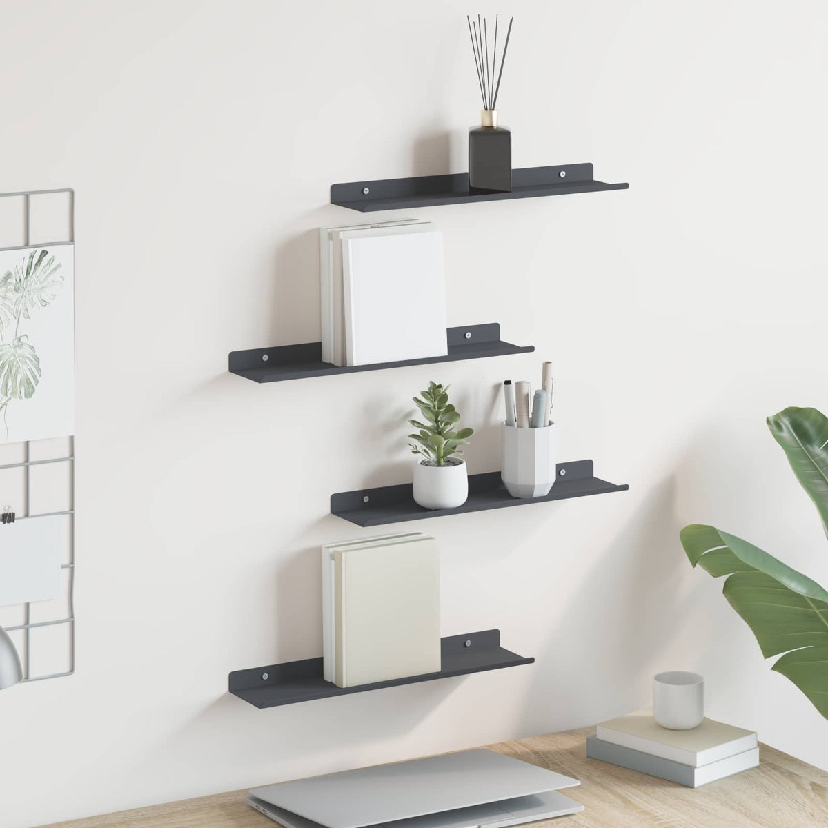 Vidaxl drijvende plank 4 st antraciet 40 x 8,5 x 2,5 cm staal