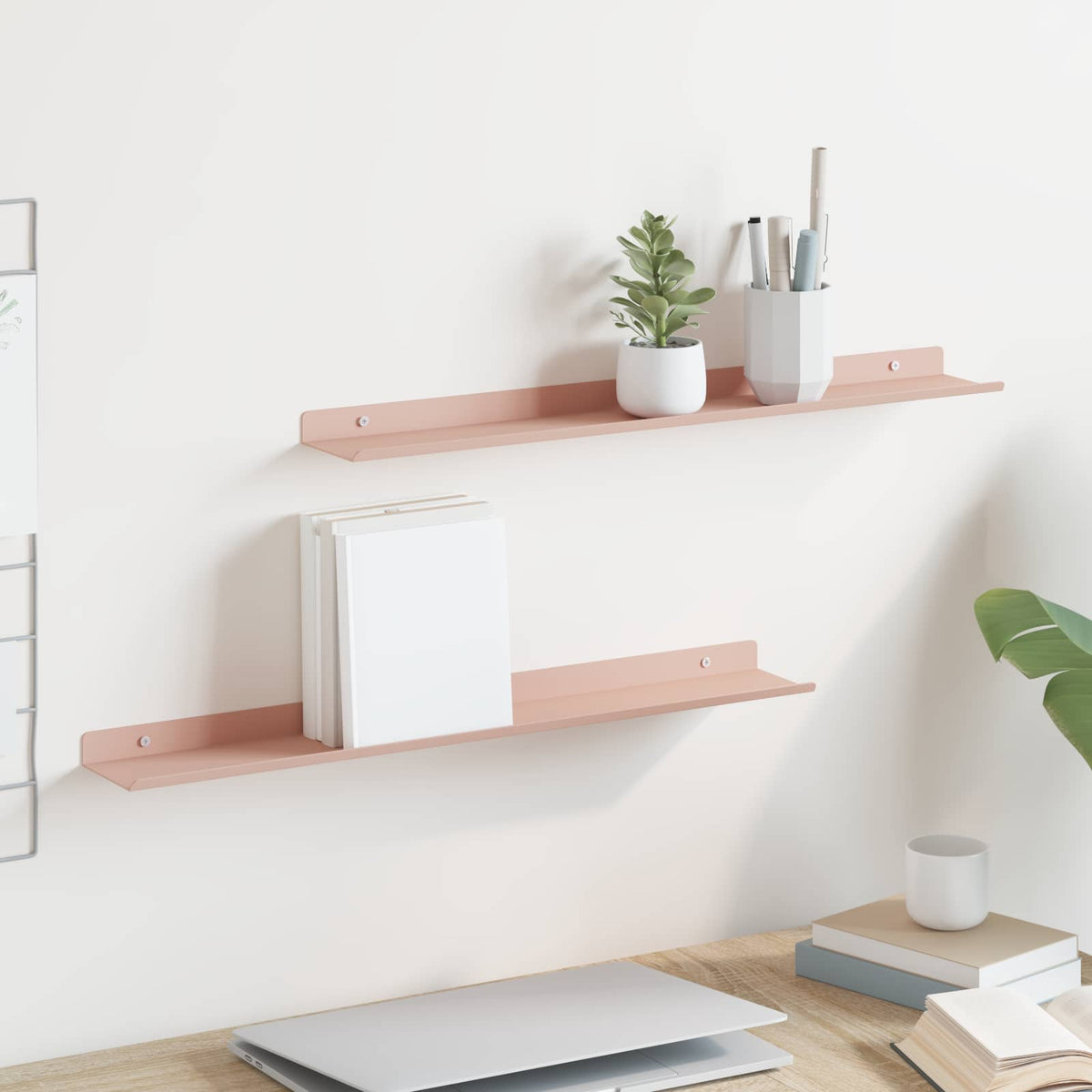 Vidaxl drijvende plank 2 st roze 60 x 8,5 x 2,5 cm staal