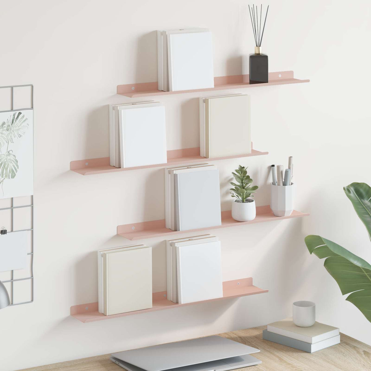 Vidaxl drijvende plank 4 st roze 60 x 8,5 x 2,5 cm staal