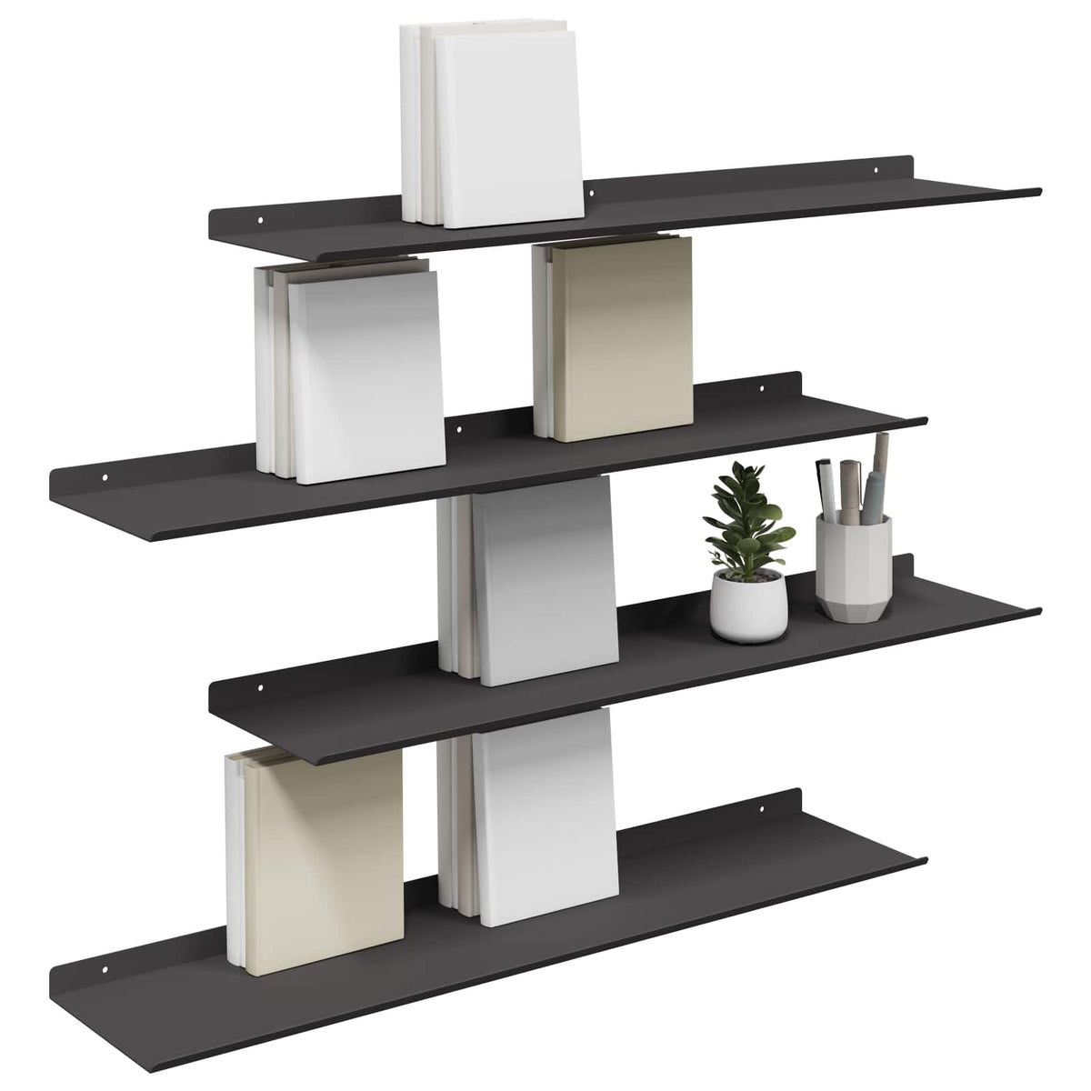 Vidaxl drijvende plank 4 st zwart 80 x 18 x 2,5 cm staal
