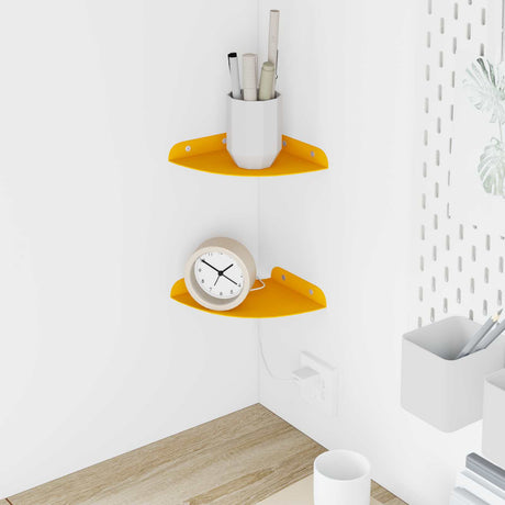 Vidaxl hoek vloeiende plank 2 st mosterdgeel 15 x 15 x 2 cm