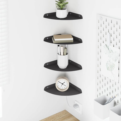 Vidaxl hoek vloeiende plank 4 st zwart 18 x 18 x 2 cm