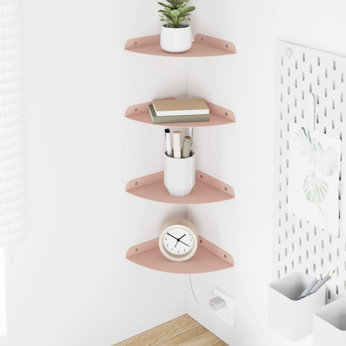 Vidaxl hoek vloeiende plank 4 st roze 18 x 18 x 2 cm